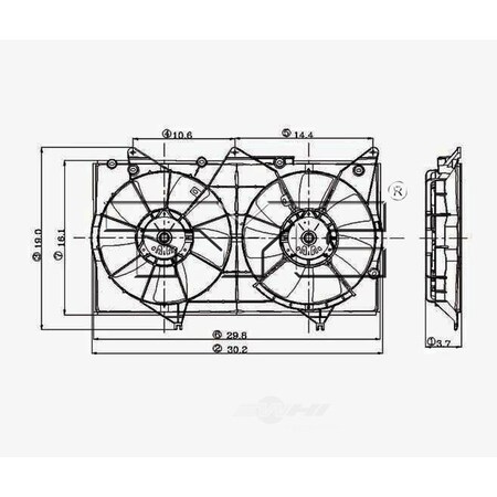 Tyc Dual Radiator and Condenser Fan Assembly, 621060 621060