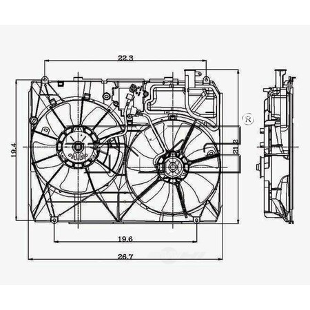 Tyc Dual Radiator and Condenser Fan Assembly, 621110 621110