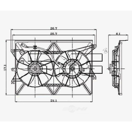 Tyc Dual Radiator and Condenser Fan Assembly, 621120 621120