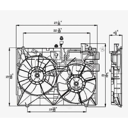 Tyc Dual Radiator and Condenser Fan Assembly, 621600 621600