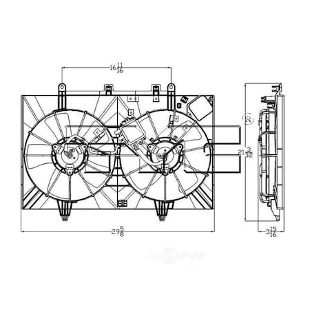 Tyc Dual Radiator and Condenser Fan Assembly, 621870 621870