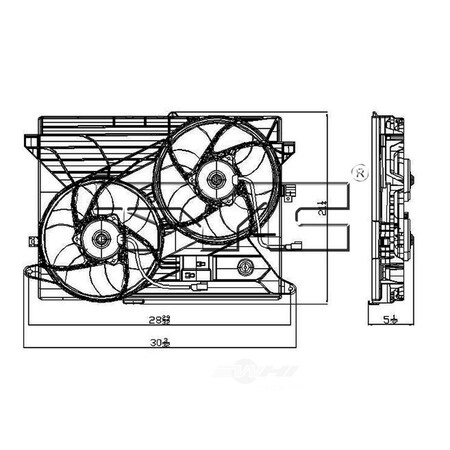 Tyc Dual Radiator and Condenser Fan Assembly, 621910 621910