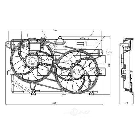 Tyc Dual Radiator and Condenser Fan Assembly, 622040 622040