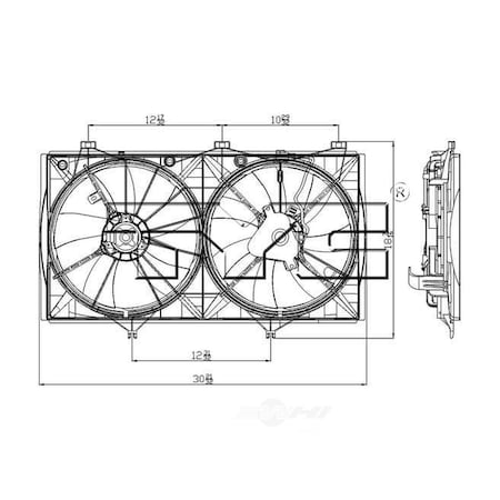 Tyc Dual Radiator and Condenser Fan Assembly, 622200 622200