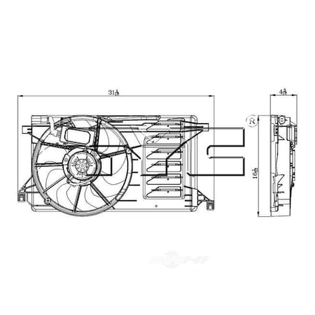 Tyc Dual Radiator and Condenser Fan Assembly, 622400 622400