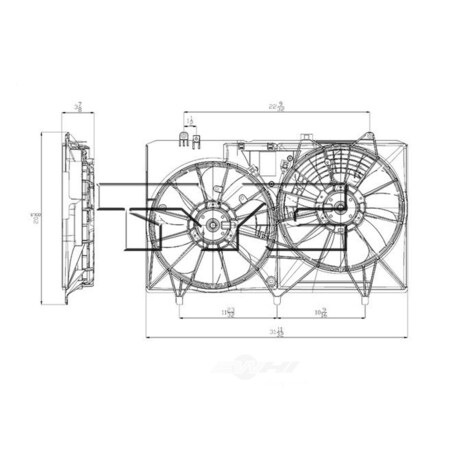 Tyc Dual Radiator and Condenser Fan Assembly, 622670 622670