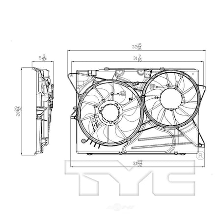 Tyc Dual Radiator and Condenser Fan Assembly, 622780 622780
