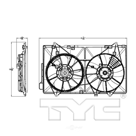 Tyc Dual Radiator and Condenser Fan Assembly, 623010 623010