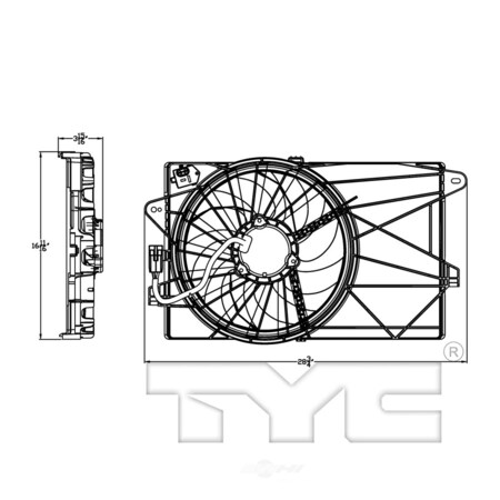 Tyc Dual Radiator and Condenser Fan Assembly, 623050 623050