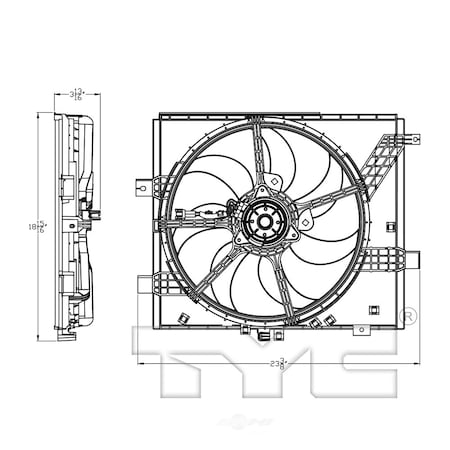 Tyc Dual Radiator and Condenser Fan Assembly, 623090 623090