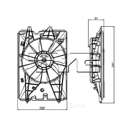 Tyc Engine Cooling Fan Assembly, 601230 601230
