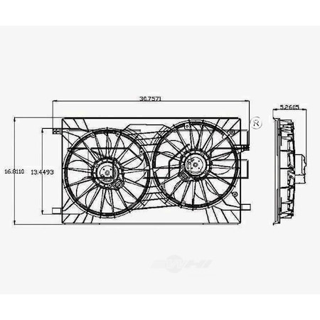 Tyc Dual Radiator and Condenser Fan Assembly, 621570 621570
