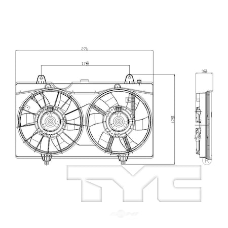 Tyc Dual Radiator and Condenser Fan Assembly, 621770 621770