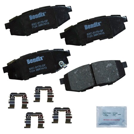 Bendix Bendix Premium Copper Free Ceramic BPR Disc Brake Pad - Rear, CFC1124 CFC1124