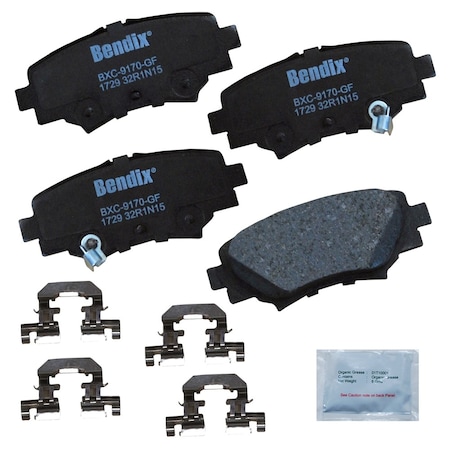 Bendix Bendix Premium Copper Free Ceramic BPR Disc Brake Pad - Rear, CFC1729 CFC1729