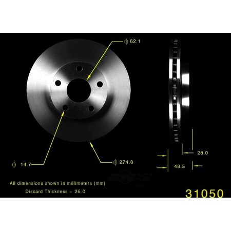Bendix Front Brake Rotor, PRT1723 PRT1723