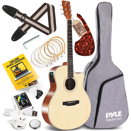 41'' Inch 6-String Electric Acoustic Guitar - Guitar with Digital Tuner & Accessory Kit (Nature co