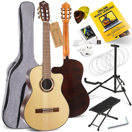 39'' Inch 6-String Classical Guitar - Guitar with Digital Tuner & Accessory Kit (Nature color, gloss