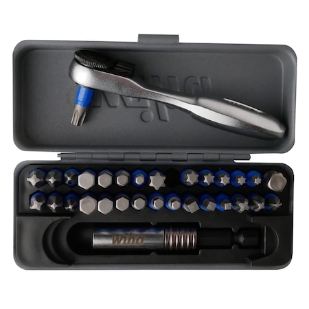 Wiha 32 Piece GoBox Terminator Blue Impact Bit Set with 1/4-in. Ratchet ...
