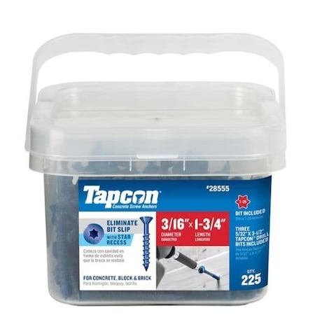 Tapcon 3/16-inch x 1-3/4-inch Climaseal Blue Flat Head T25 Concrete ...