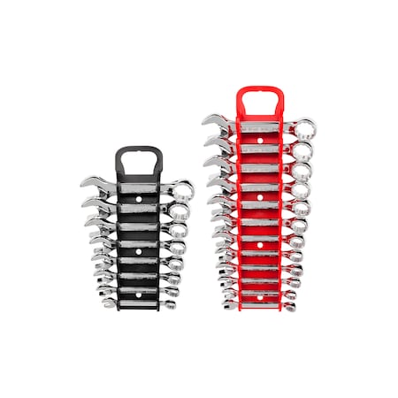 TEKTON Stubby Ringmaulschlüsselsatz 20-teilig (5/16-3/4 Zoll, 8-19 Mm) – Mit Halter, Chrom-Vanadium-Stahl
