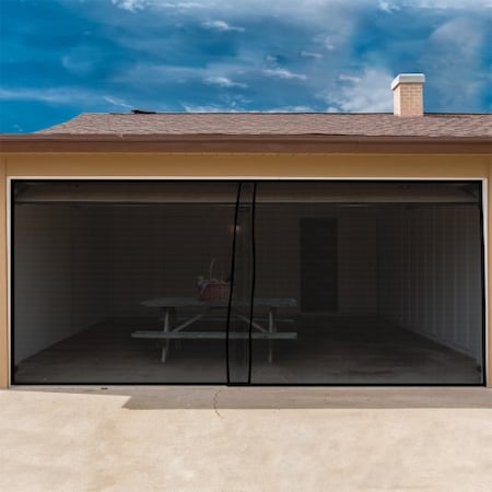Magnetic Garage Door Screen 7x16Ft – Heavy Duty Mesh Curtain With Self-Adhesive Hook & Loop, Easy In/Out, Bug Proof & Privacy For Garage/Patio/Porch