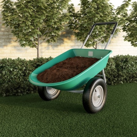Spring Wheelbarrows Nature Spring 2-Wheeled Garden Wheelbarrow, Large Capacity Rolling ...