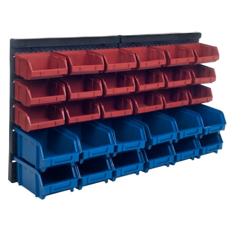 Fleming Supply 30 Organizer Bin Display Rack, Wall Mounted Compartments for Parts, Hardware,Crafting