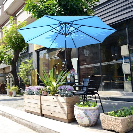 Villacera 9-Foot LED Outdoor Patio Umbrella with Solar Lights, Blue  83-OUT5422 | Zoro