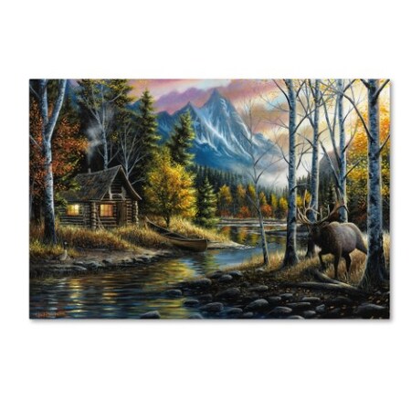 Trademark Fine Art – Stampa Su Tela Paesaggio Cottage Di Chuck Nero, 30x47 Cm, Stile Country, Pronta Da Appendere