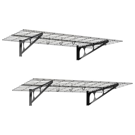 Garage Wall Shelving 2-Pack with 6 Bike Hooks - Metal Wire Shelving by, 2PK