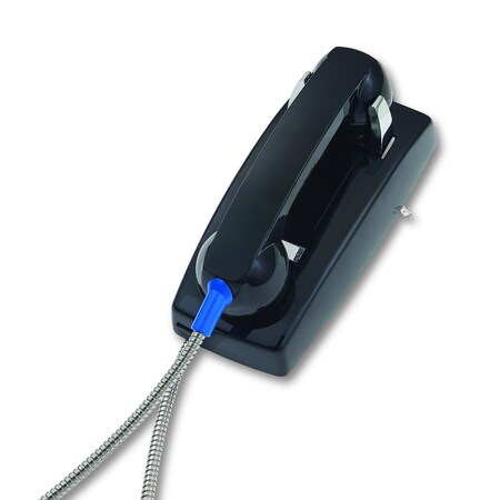 Cortelco 255400ARCNDL Wall Phone w/Armored Cord 2554-ARCNDL-BK