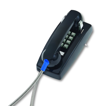 Cortelco 255400ARC20M Wall Phone w/Armored Cord 2554-ARC-BK