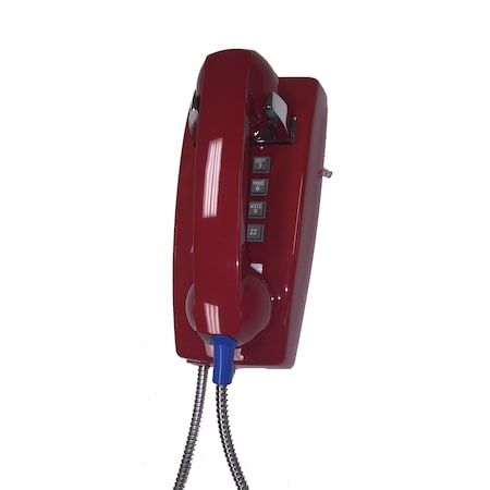 Cortelco 255447ARC20M Wall Phone w/Armored Cord 2554-ARC-RD