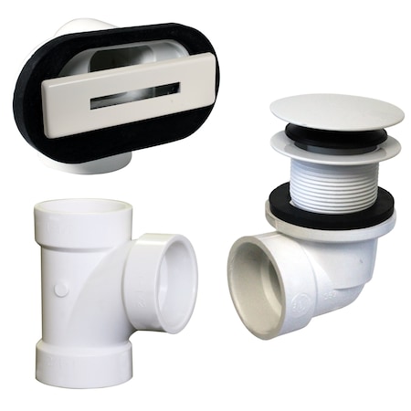 Westbrass Tip Toe Tubular Bath Waste & Overflow Assembly In White With Polished Chrome Trim Y593244cp