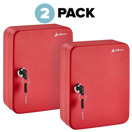 Adiroffice 30 Key Steel Secure Cabinet with Key Lock, Red, PK2 ADI681 ...