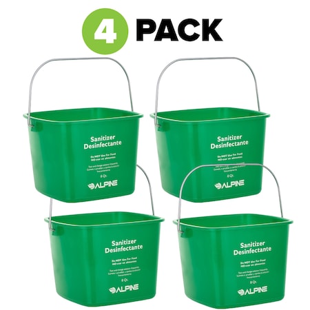 Alpine Industries 8 Qt. Green Cleaning Pail Bucket, PK4 ALP486-8-GRN ...