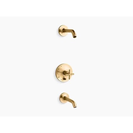 Kohler Purist Bade- & Duscharmatur In Gebürstetem Messing – Modernes Design Mit Kreuzgriff & Temperaturhalte-Funktion (K-T14421-3L-2MB)
