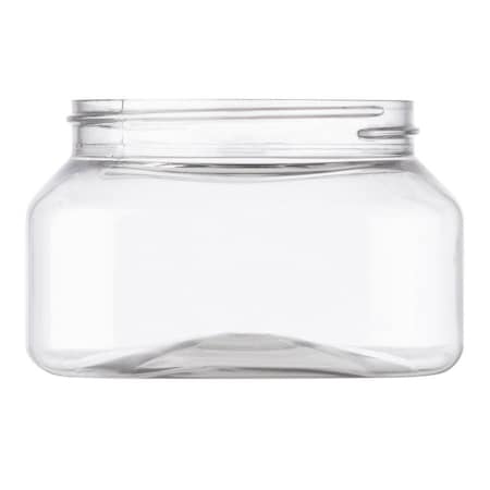 Tricorbraun 8 oz Clear PET Plastic Firenze Square Low Profile Jar- 70-400 Neck Finish 026033