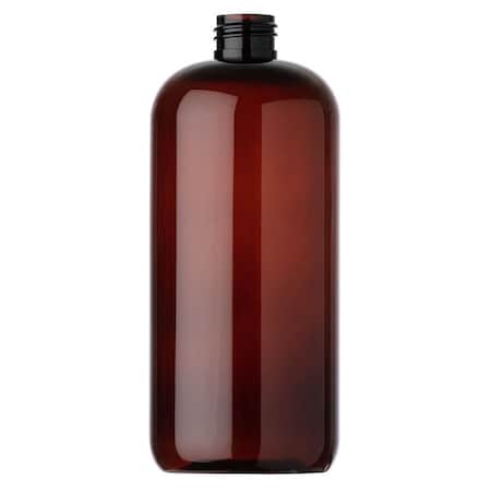 Tricorbraun 16 oz Light Amber PET Plastic Boston Round Bottle- 24-410 Neck Finish 140636