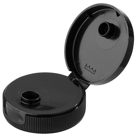 Tricorbraun 38-400 Black P/P Flip Top Closure, Pressure Sensitive Foam, Land Ribbed Skirt, For Honey And Sauces 140958