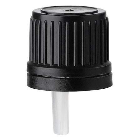 Tricorbraun 18Mm Black  P/P Tamper Evident Closure, Ribbed Skirt, W/ 0.9Mm Orifice Inverted Dropper Tip 146237