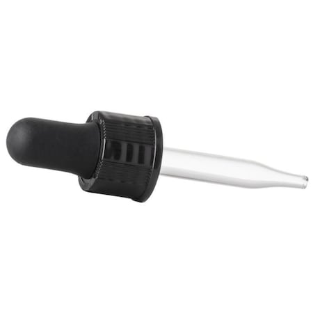 Tricorbraun 18Mm Black  P/P Dropper Assembly Closure, Black Silicone Rubber Bulb, 58Mm Glass Straight Tip 134744