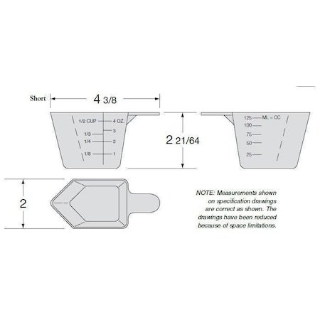 Tricorbraun 4 Oz P/P Measuring Cup Natural Rectangular Short Handle 600010