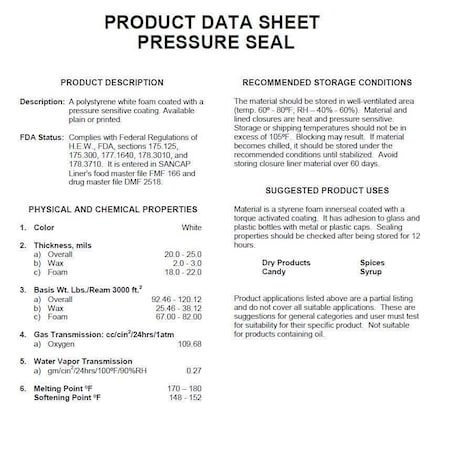 Tricorbraun 20Mm 0.02 Mm White Pressure Sensitive Pre-Cut Liner Printed 600227