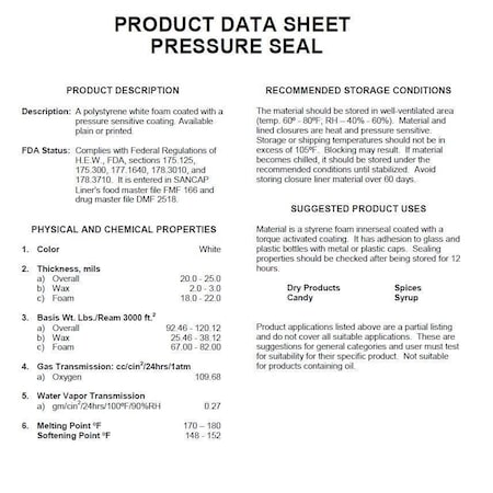 Tricorbraun 22Mm 0.02 Mm White Pressure Sensitive Pre-Cut Liner Printed 600228