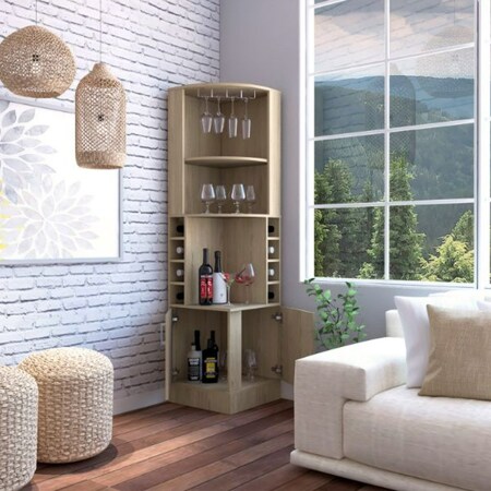 TUHOME Syrah Corner Bar Cabinet In Black | Best Buy Canada