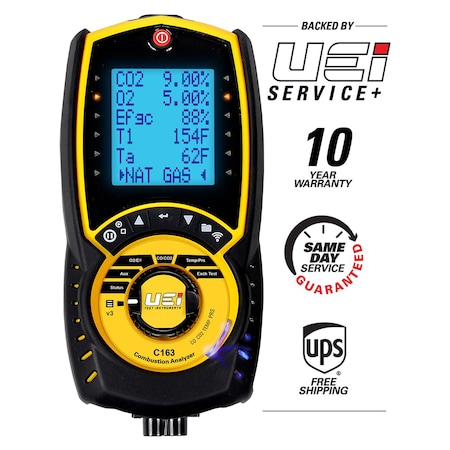 Uei Test Instruments RESIDENTIAL COMBUSTION ANALZYER WITH PRESSURE W/PRINTER C163KIT