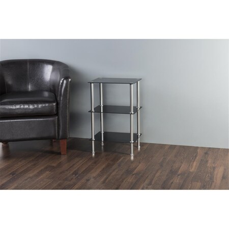 Seatsolutions Small 3 Tier Square Shelving Unit - Chrome Effect & Black ...