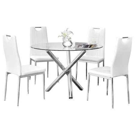 Best Master Furniture T248 White 5 Pcs Dinette 5 Piece Beverly Round ...
